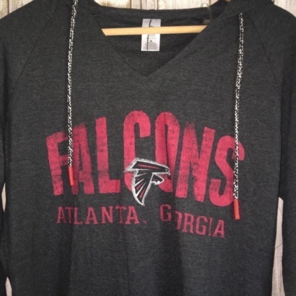 NFL Atlanta Falcons Hoodie Women’s M Gray Lightweight Pullover Sweatshirt - Picture 2 of 4